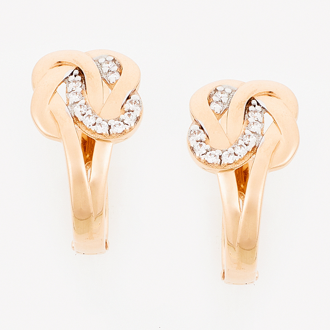 Серьги из золота 585 пробы c фианитами