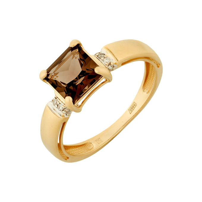 Кольцо из золота 585 пробы c раухтопазом и бриллиантами, Л 2508 4343 за 35600