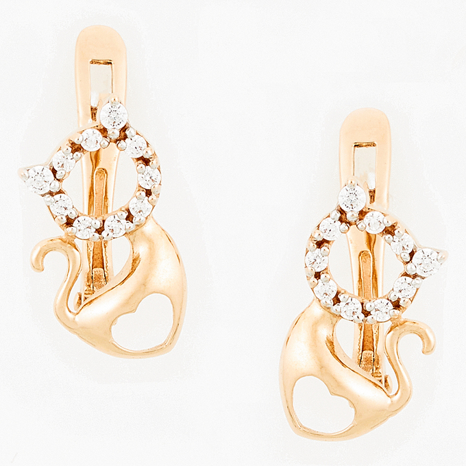 Серьги из золота 585 пробы c фианитами