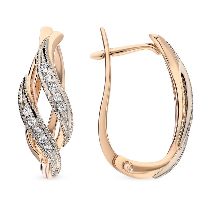 Серьги из золота 585 пробы c фианитами