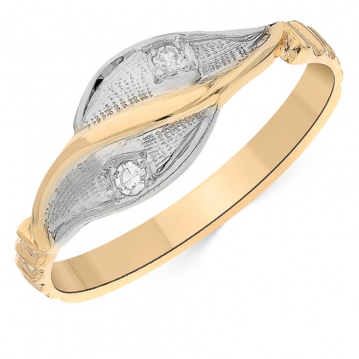 Кольцо из комбинированного золота 750 пробы c 2 упр. огр. бриллиантами 061876 фото 1