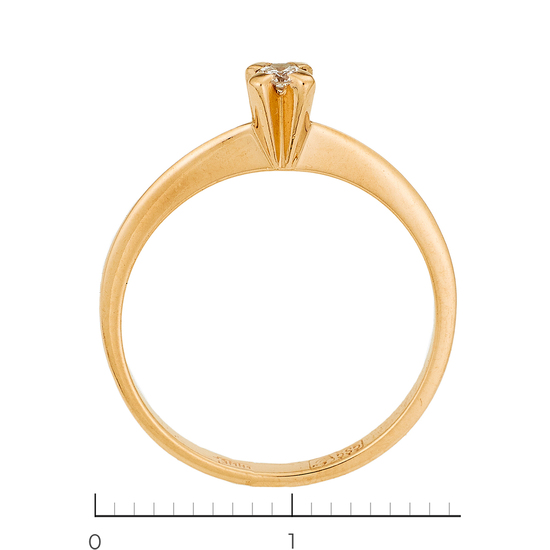 Кольцо из красного золота 585 пробы c 1 бриллиантом, Л62013478 за 9450