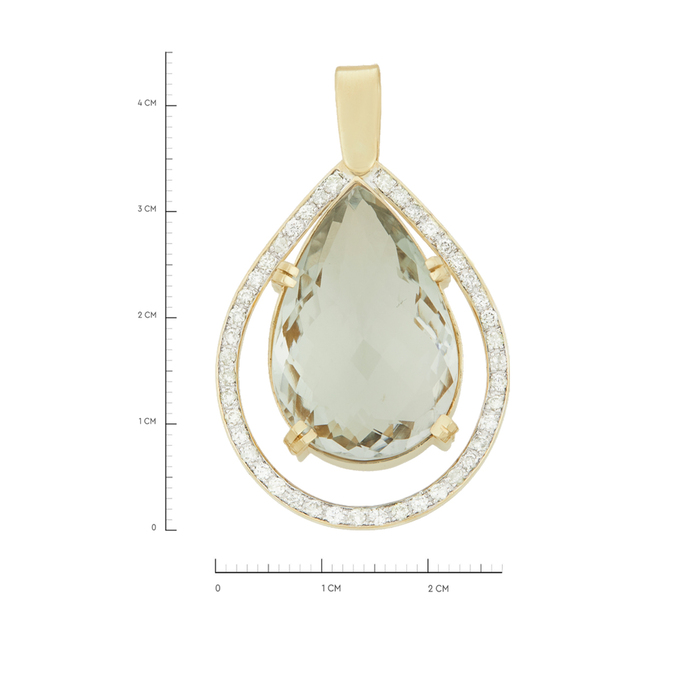 Подвеска из золота 585 пробы c празиолитом и бриллиантами, Л 2811 8144 за 162000