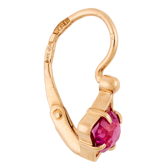 Серьги из красного золота 585 пробы c 2 корундами