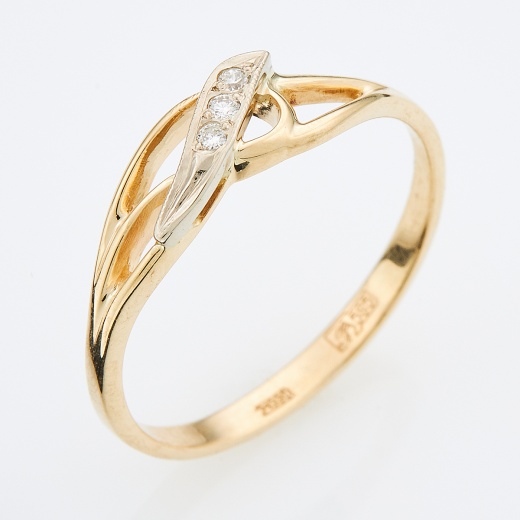 Кольцо из комбинированного золота 585 пробы c 3 бриллиантами Л46074132 фото 1