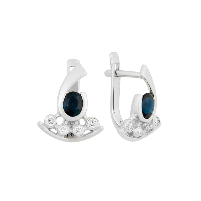 Серьги из золота 585 пробы с сапфирами и бриллиантами, Ц О007 4127 за 65900