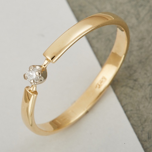 Кольцо из комбинированного золота 750 пробы c 1 бриллиантом Л45043977 фото 1