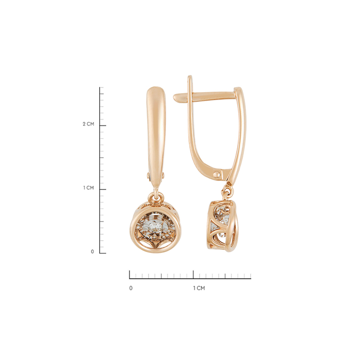 Серьги из золота 585 пробы c 2 бриллиантами