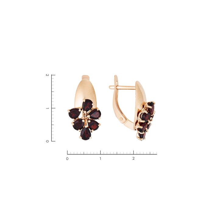 Серьги из золота 585 пробы c 12 гранатами, Л 5404 5842 за 30960