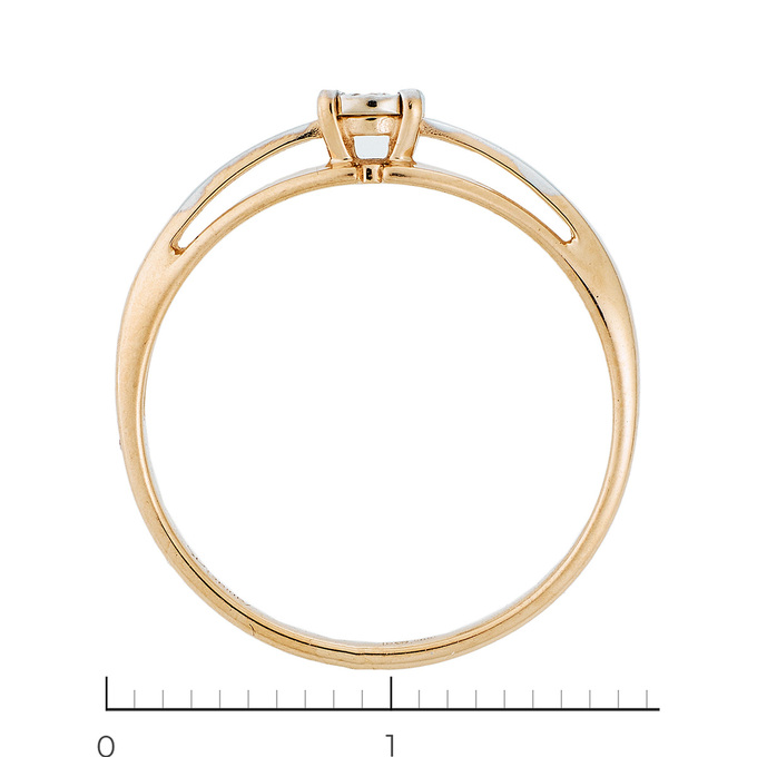 Кольцо из красного золота 585 пробы c 1 бриллиантом