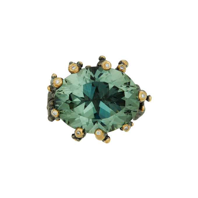 Кольцо из золота 585 пробы c празиолитом и бриллиантами, Л 2811 9533 за 123000