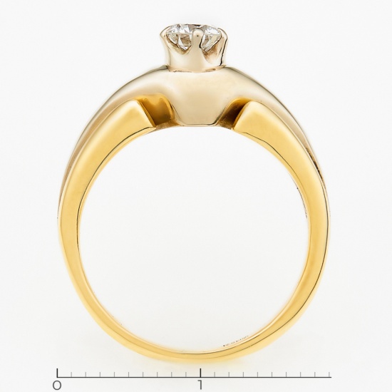 Кольцо из комбинированного золота 750 пробы c 1 бриллиантом, Л33054235 за 60165