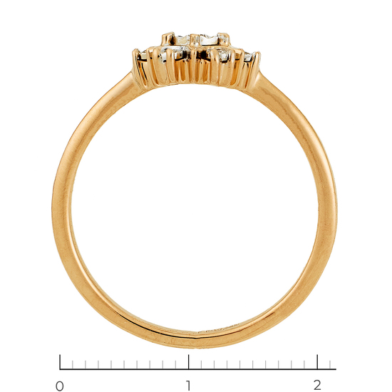 Кольцо из комбинированного золота 585 пробы c 7 бриллиантами, Л20102736 за 13140