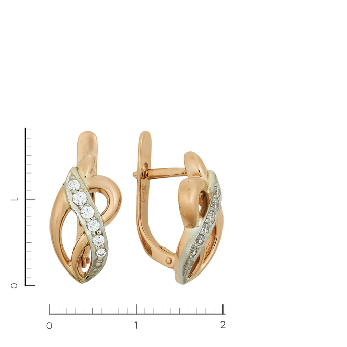 Серьги из золота 585 пробы c 12 фианитами