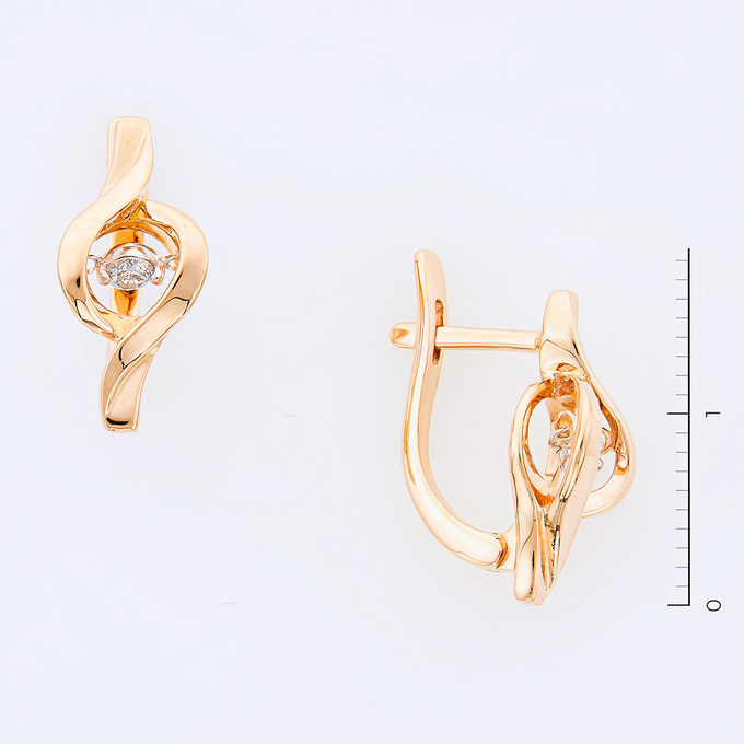 Серьги из золота 585 пробы c 2 бриллиантами