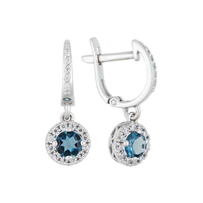 Серьги из золота 585 пробы c 2 топазами Лондон и 34 фианитами, Л 1115 2162 за 26960