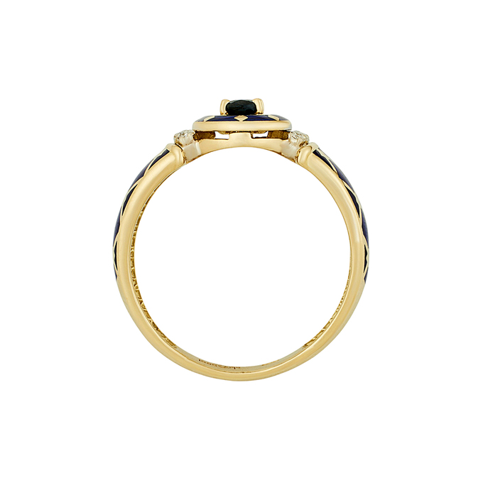 Кольцо из золота 585 пробы c сапфиром, бриллиантами и эмалью, Л 2412 5553 за 66320