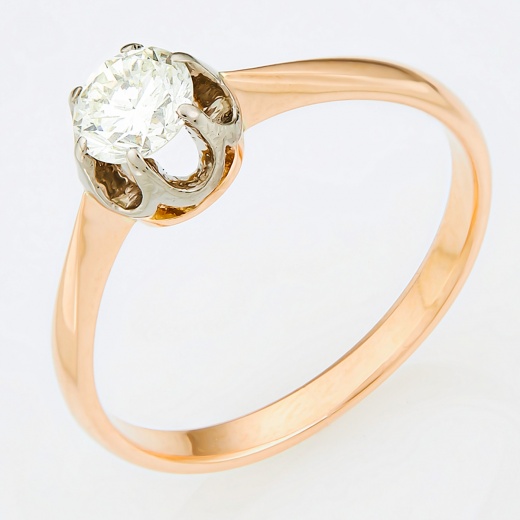 Кольцо из комбинированного золота 583 пробы c 1 бриллиантом Л46075627 фото 1