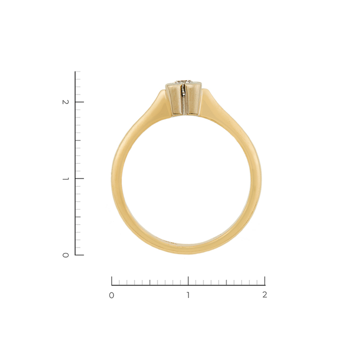 Кольцо из комбинированного золота 585 пробы c 1 бриллиантом, Л 2010 4087 за 24750