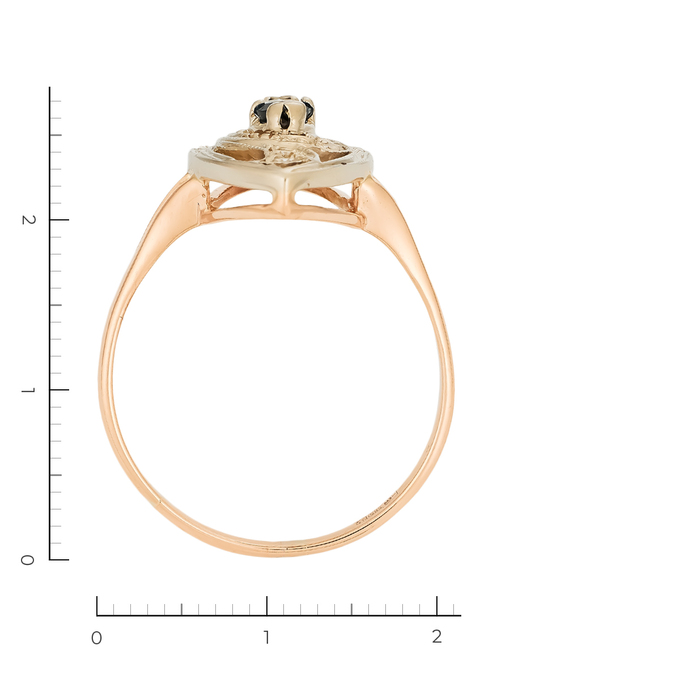 Кольцо из комбинированного золота 585 пробы c 11 бриллиантами и 1 сапфиром, Л 2211 8531 за 38700