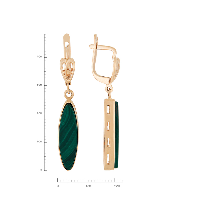 Серьги из золота 585 пробы c 2 малахитами, Л 5703 5414 за 69920