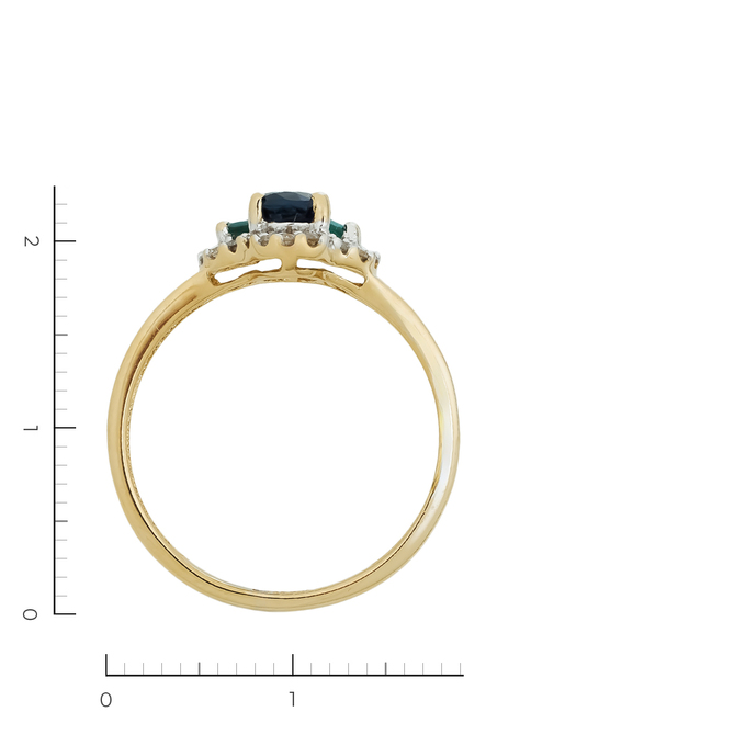 Кольцо из золота 585 пробы c 22 бриллиантами и 1 сапфиром и 2 изумрудами, Л 3309 2015 за 31920