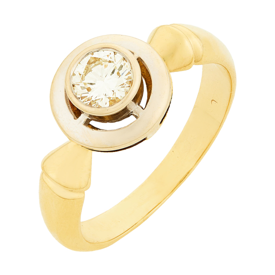 Кольцо из комбинированного золота 750 пробы c 1 бриллиантом, Л16147700 за 129000