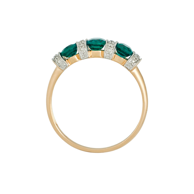 Кольцо из золота 585 пробы c бриллиантами и синтетическими изумрудами, Л 3911 3304 за 28720