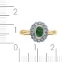 Кольцо из комбинированного золота 750 пробы c 14 бриллиантами и 1 изумрудом 091852 фото 3
