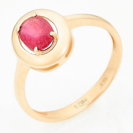 Кольцо из красного золота 585 пробы c 1 стекл. рубином