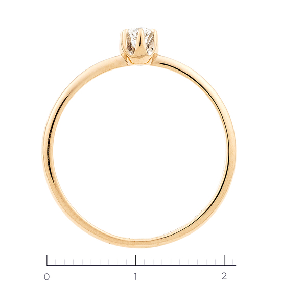 Кольцо из красного золота 585 пробы c 1 бриллиантом, Л60020033 за 11250