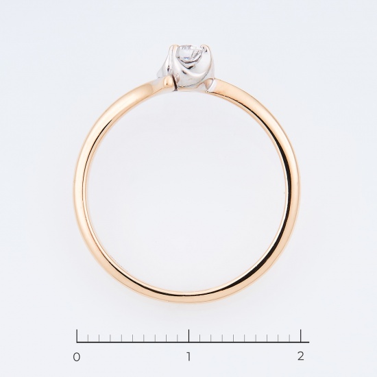 Кольцо из комбинированного золота 585 пробы c 1 бриллиантом, Л33078616 за 12425