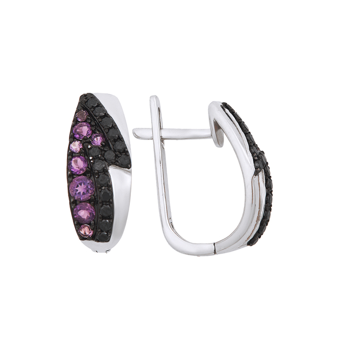 Серьги из золота 585 пробы c аметистами и бриллиантами, Л 0511 0052 за 49200