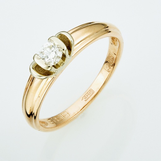 Кольцо из комбинированного золота 585 пробы c 1 бриллиантом Л45052915 фото 1