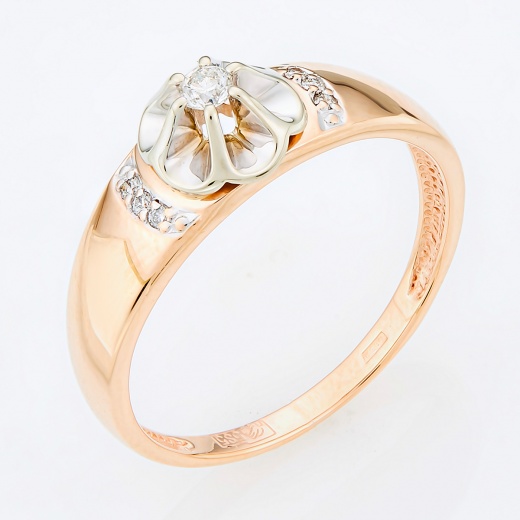 Кольцо из комбинированного золота 585 пробы c 7 бриллиантами Л41055996 фото 1