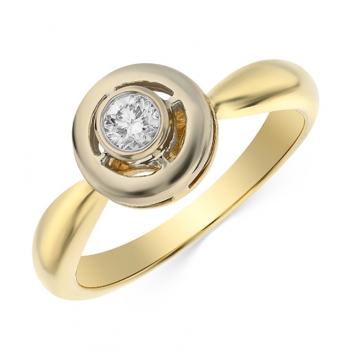 Кольцо из комбинированного золота 750 пробы c 1 бриллиантом 060181 фото 1