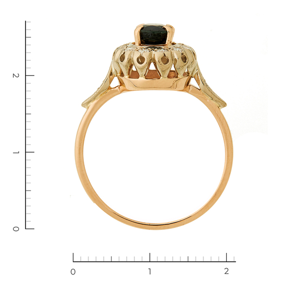Кольцо из комбинированного золота 585 пробы c 1 сапфиром и 14 бриллиантами, Л28091564 за 50000