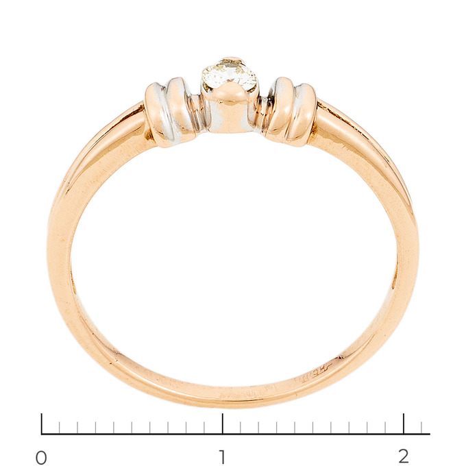 Кольцо из комбинированного золота 585 пробы c 1 бриллиантом