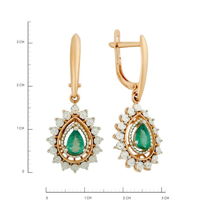 Серьги из золота 585 пробы с изумрудами, Л 1116 8245 за 70700