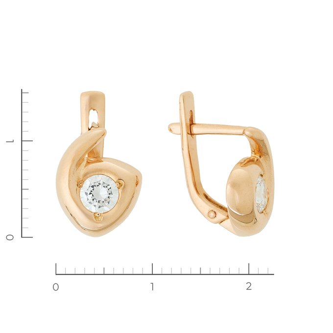 Серьги из красного золота 585 пробы c фианитами