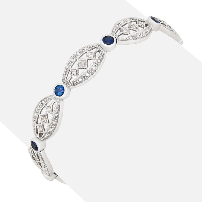 Браслет из золота 585 пробы c сапфиром, диффузионными сапфирами и бриллиантами, Л 3112 0685 за 155000