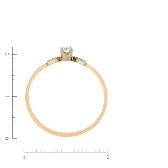 Кольцо из комбинированного золота 585 пробы c 1 бриллиантом, Л54034008 за 9065