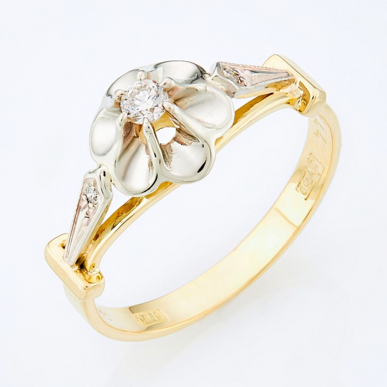 Кольцо из комбинированного золота 585 пробы c 3 бриллиантами, Л20086876 за 26340