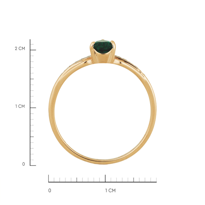 Кольцо из золота 585 пробы c бриллиантами и синтетическим изумрудом, Л 5406 2131 за 17520
