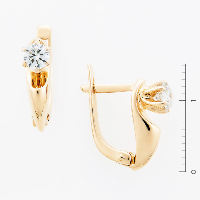 Серьги из золота 585 пробы c 2 бриллиантами