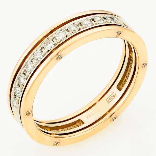 Кольцо из комбинированного золота 585 пробы c 23 бриллиантами Л45068549 фото 1