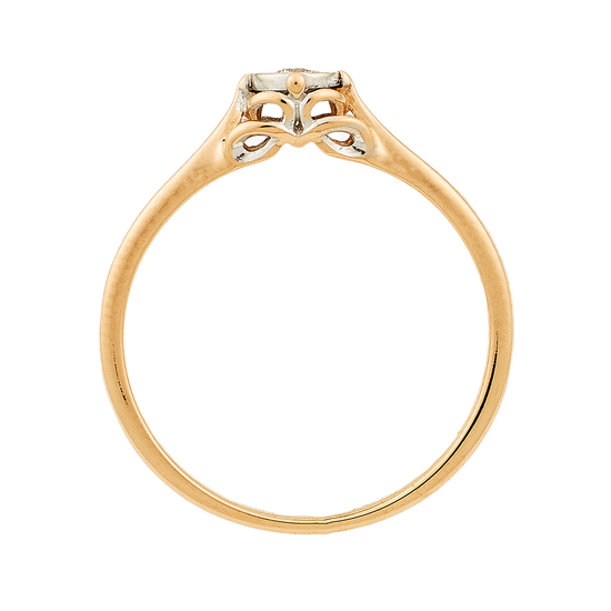 Кольцо из комбинированного золота 585 пробы c 1 бриллиантом, Л46083744 за 6250