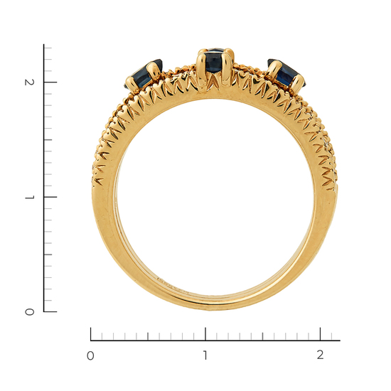Кольцо из желтого золота 585 пробы c 67 бриллиантами и 4 сапфирами, Л28090084 за 62100