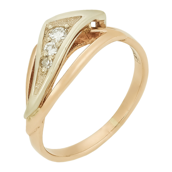 Кольцо из комбинированного золота 585 пробы c 3 бриллиантами, Л16149135 за 25520