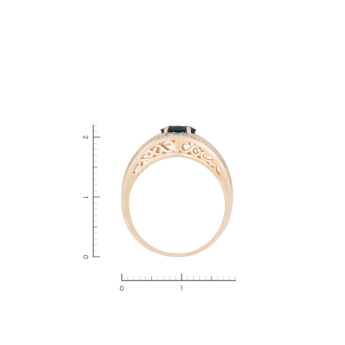 Кольцо из золота 585 пробы c 1 сапфиром и 10 бриллиантами, Л 6300 3718 за 30730